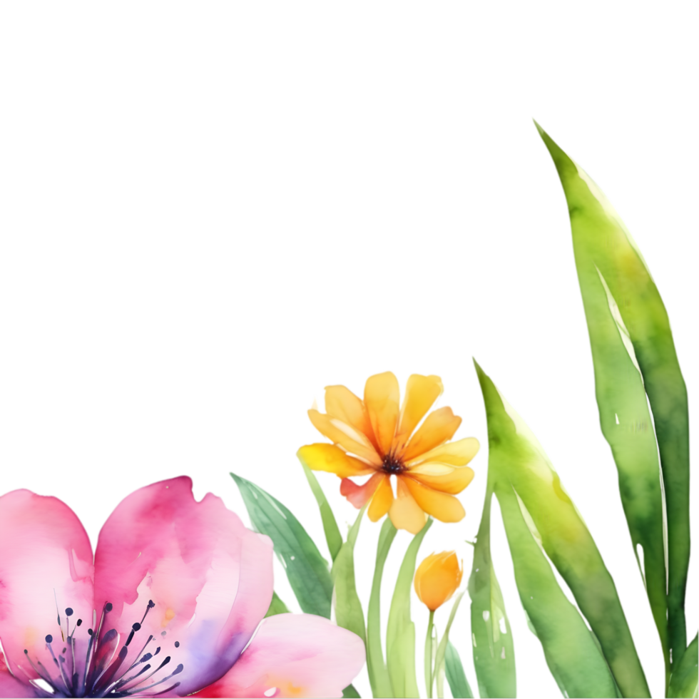 Clipart of watercolor paintings of colorful spring flowers, used for decoration. AI-Generated png