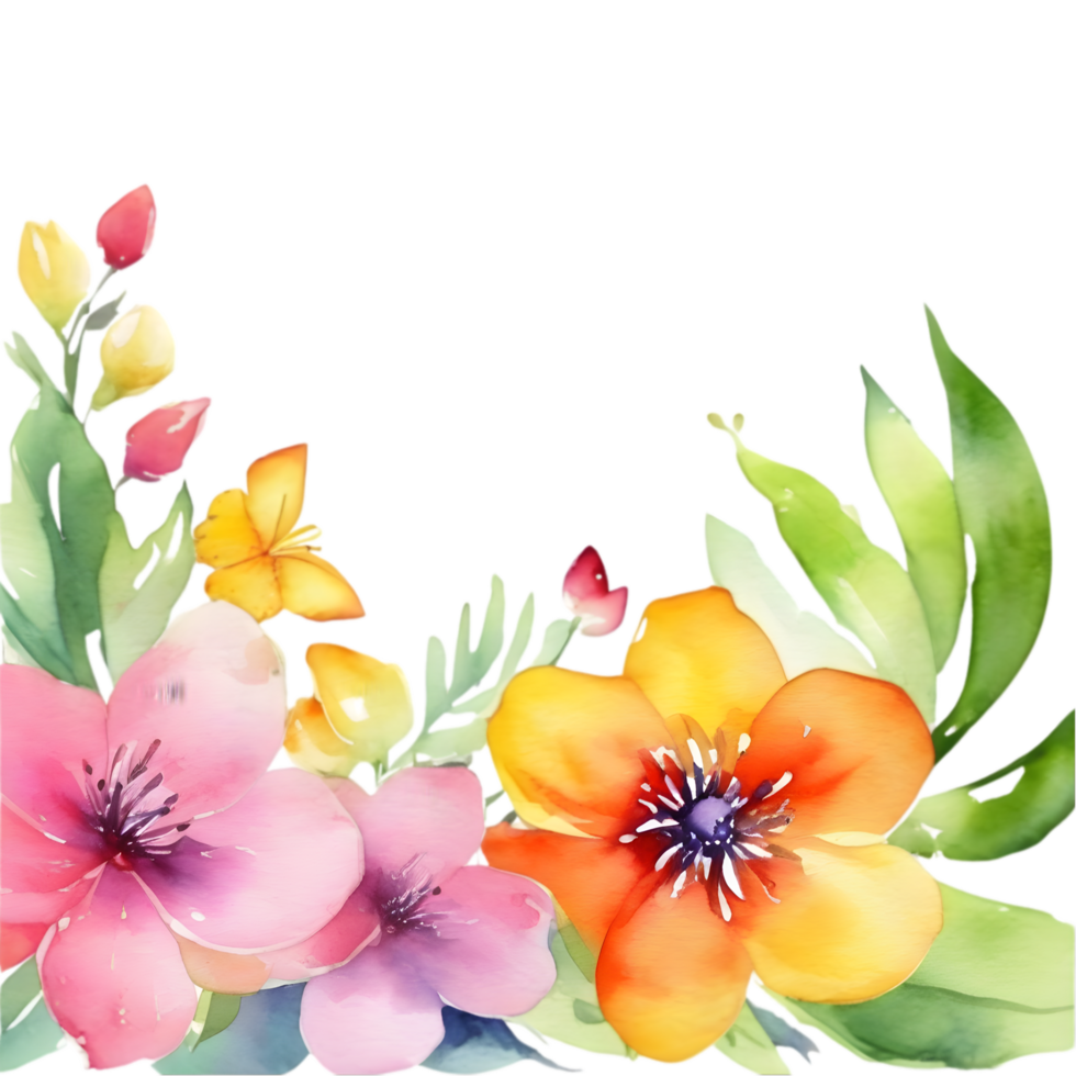 Clipart of watercolor paintings of colorful spring flowers, used for decoration. AI-Generated png