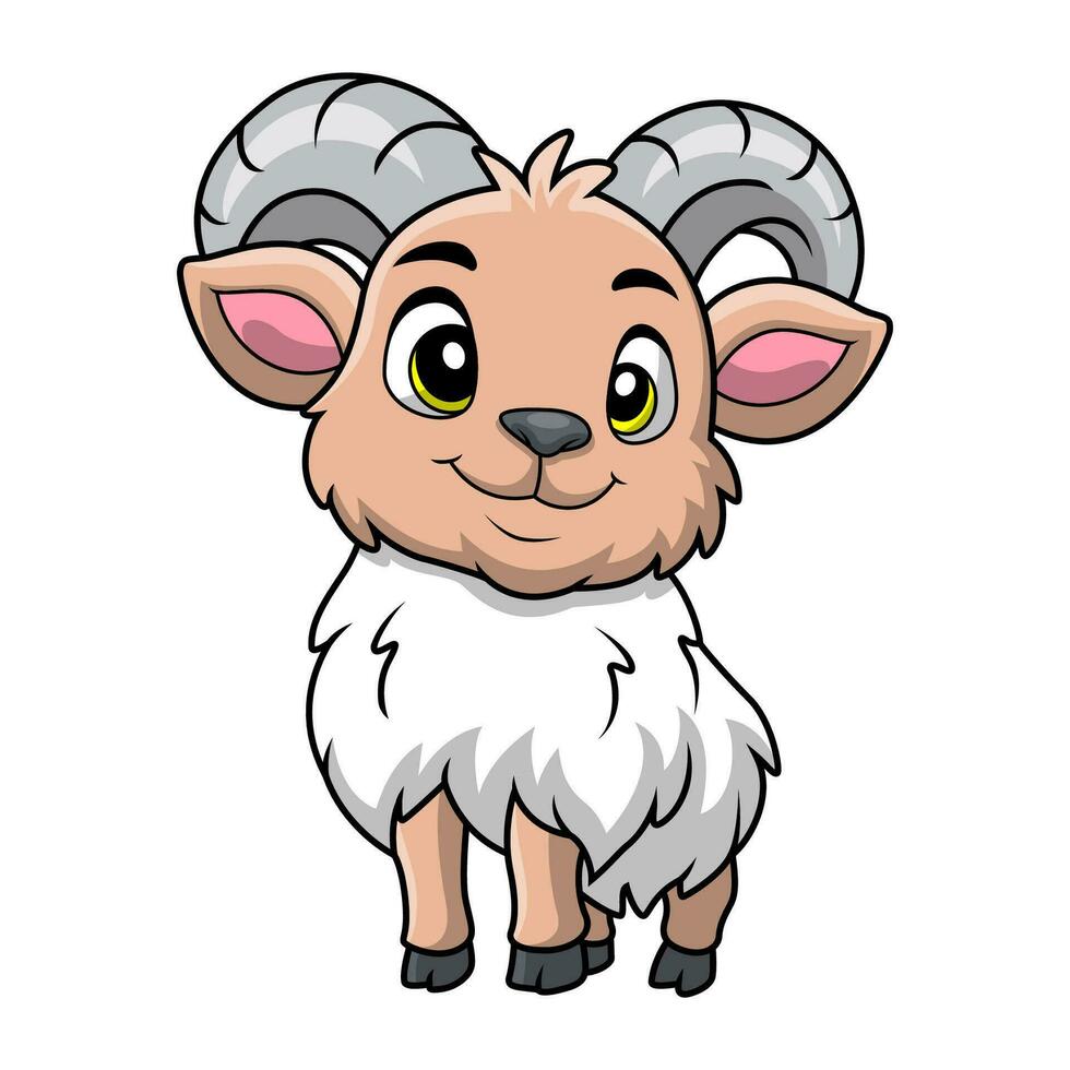 Cute goat cartoon on white background vector