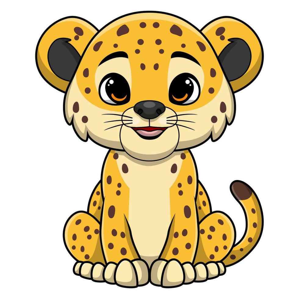 Cute leopard cartoon on white background vector