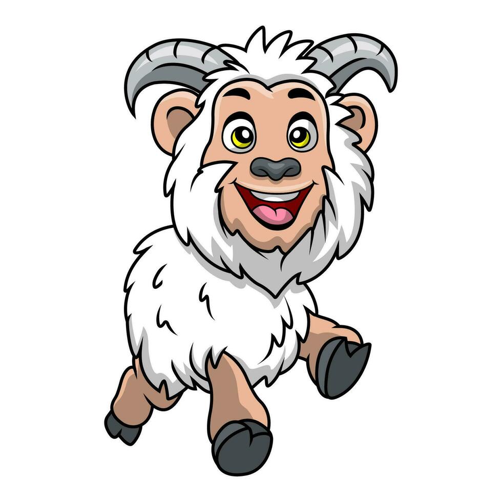 Cute goat cartoon on white background vector