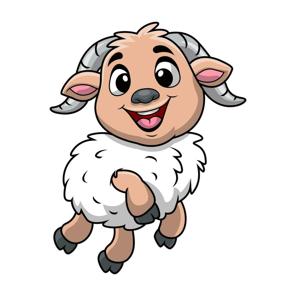 Cute goat cartoon on white background vector