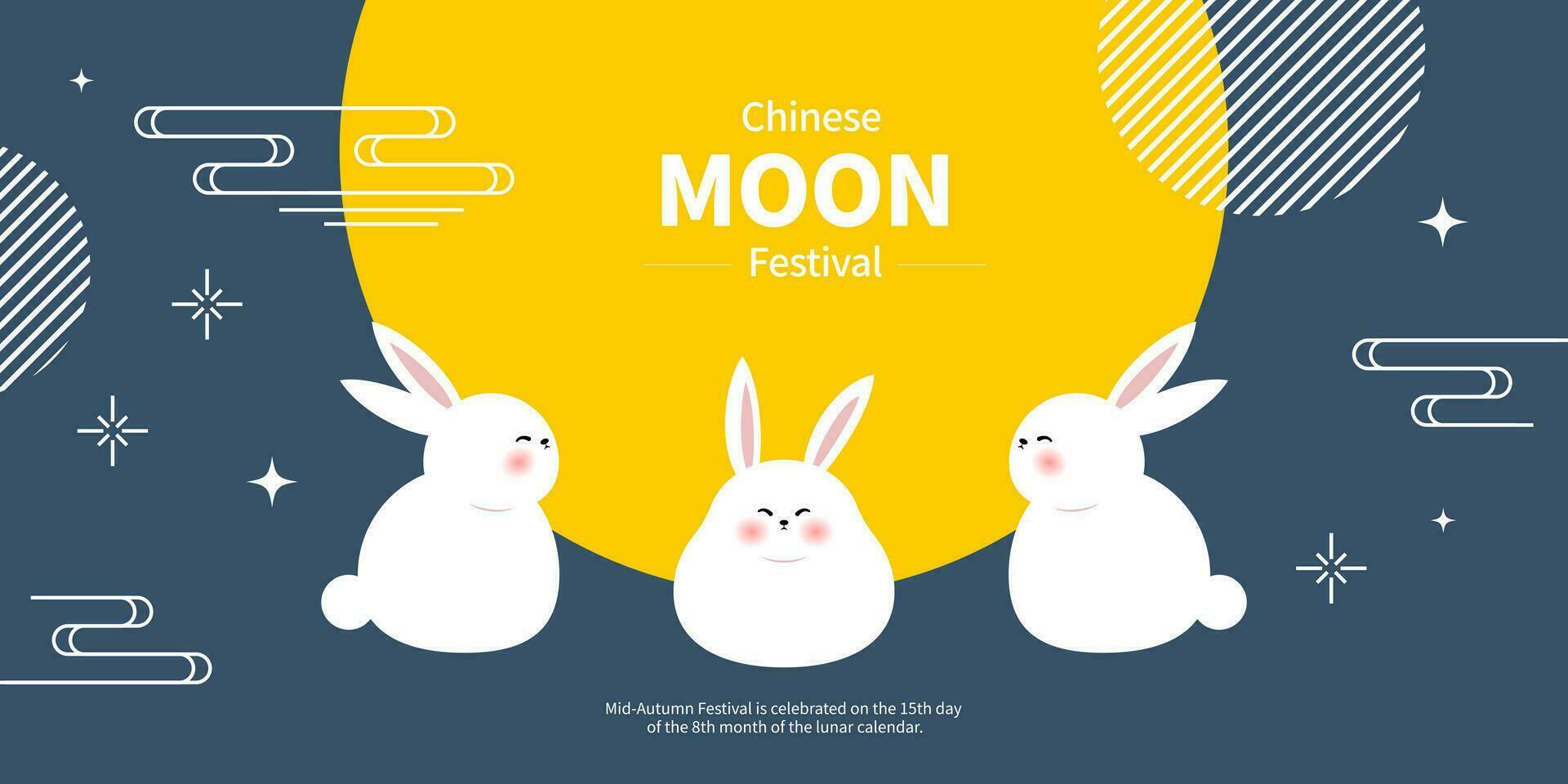 Vector Illustration of mid-autumn festival celebration. Rabbit and Moon.