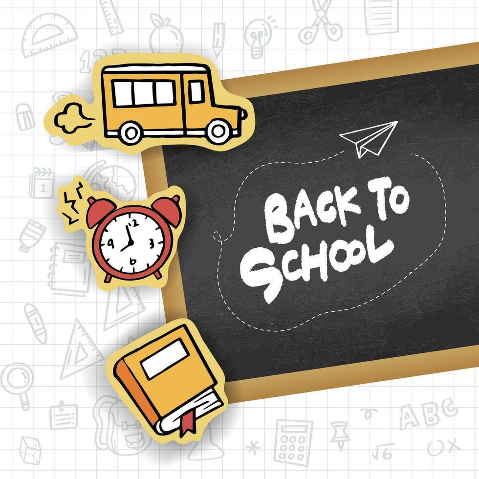 Back to School banner with hand drawn line art icons of education vector