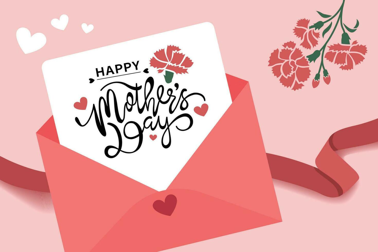 Vector illustration of joyous celebration happy mother's day, card envelope for sending wishes to mom