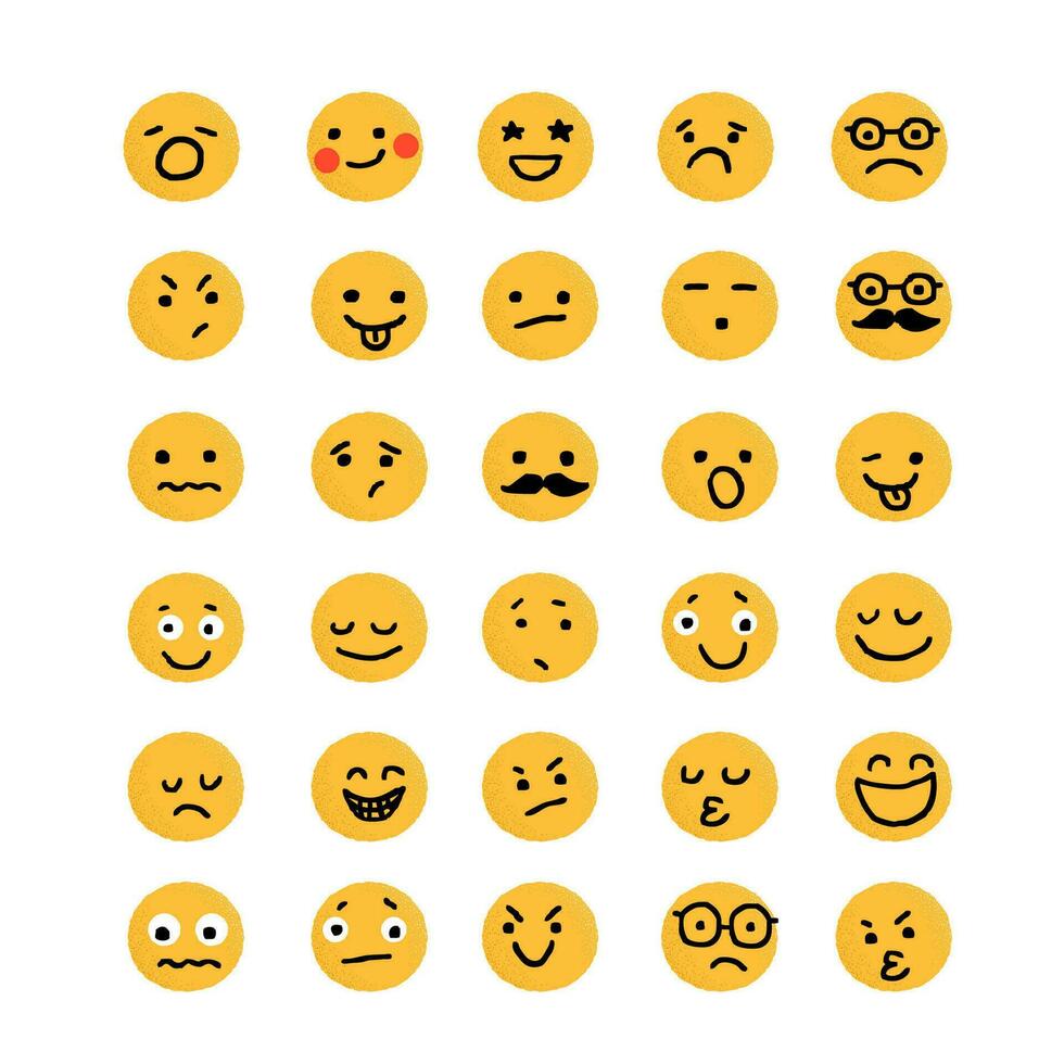 Set of Emoticons. World emoji day greeting card design template with different feelings vector