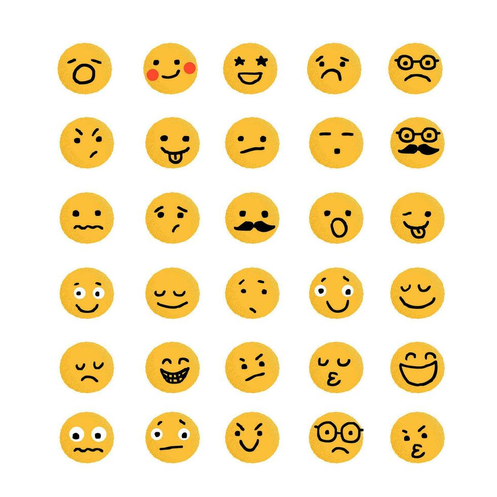 conjunto de emoticonos mundo emoji día saludo tarjeta diseño modelo con diferente sentimientos vector