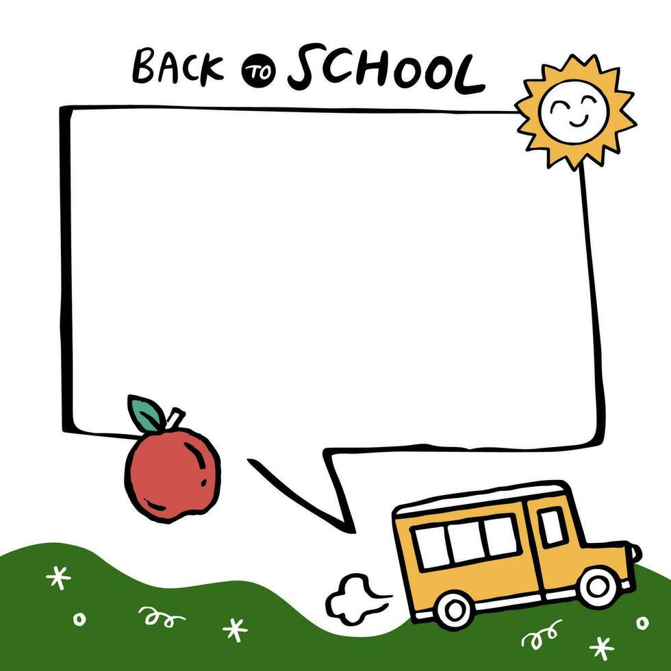 Back to School banner with hand drawn line art icons of education vector