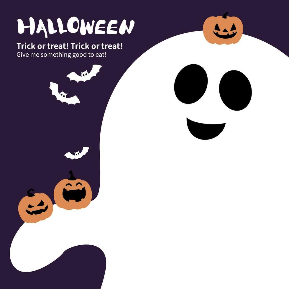 Happy Halloween Vector. magic elements. Pumpkins, ghost, skull, black cat. illustration in flat cartoon style. vector