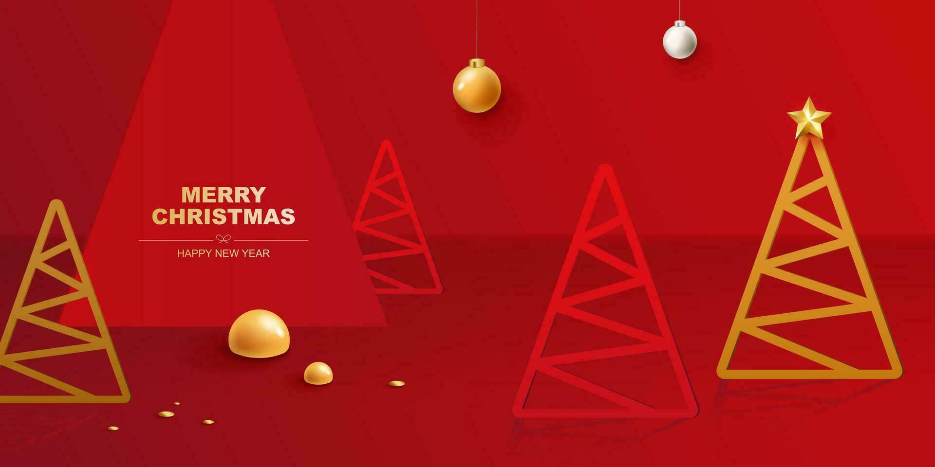 Merry Christmas background vector. Winter Christmas background with xmas tree. vector