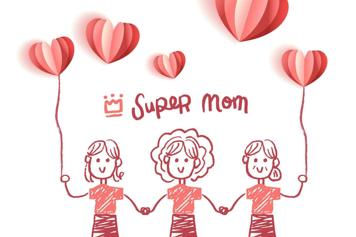 Vector illustration of joyous celebration of Happy Mother's Day
