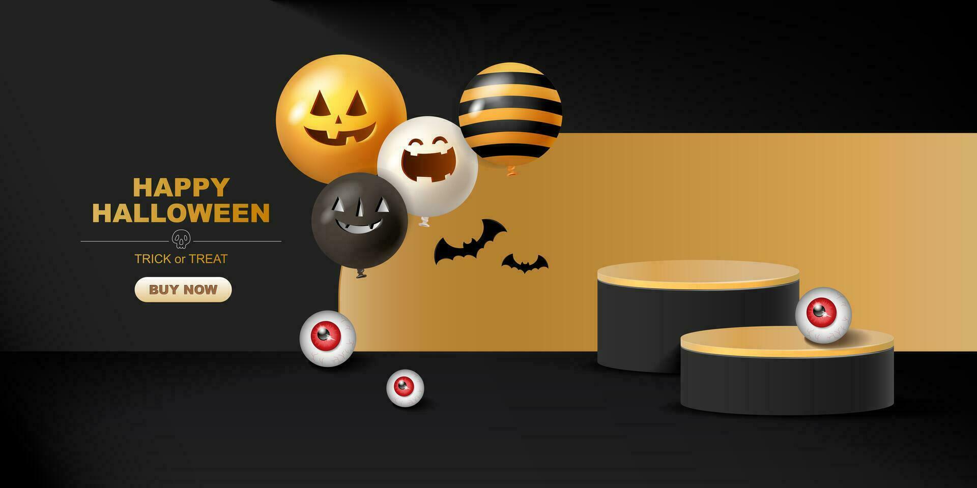 Happy Halloween 3d Vector. magic elements. Pumpkins, ghost. illustration in flat cartoon style. vector