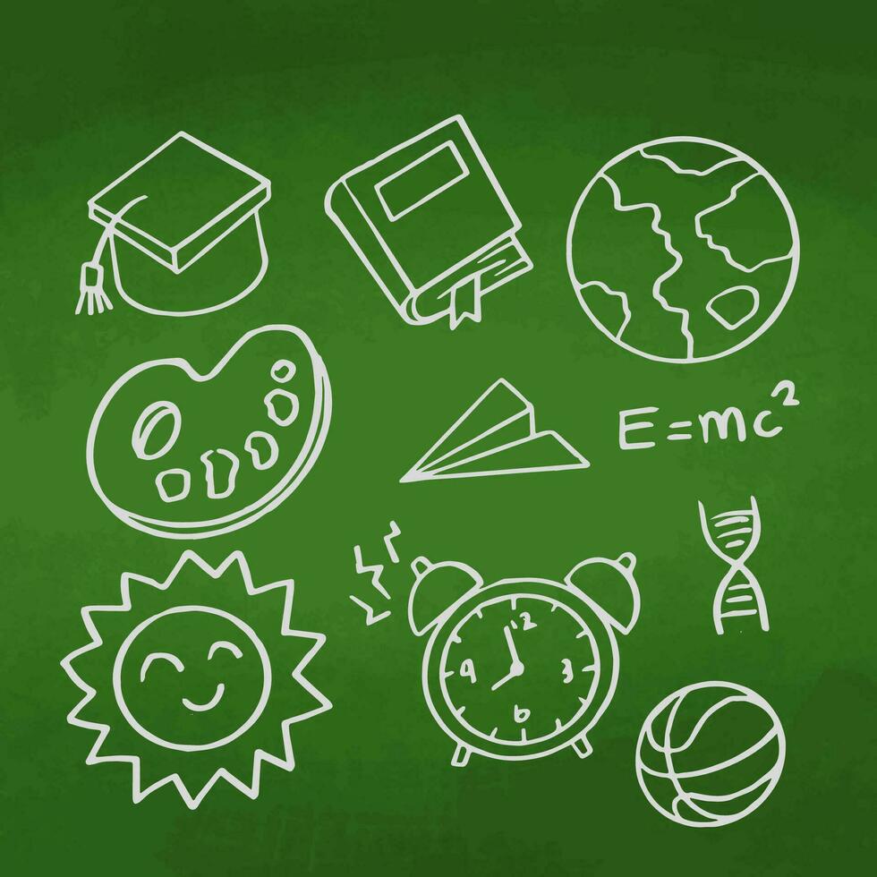 Back to School banner with hand drawn line art icons of education vector