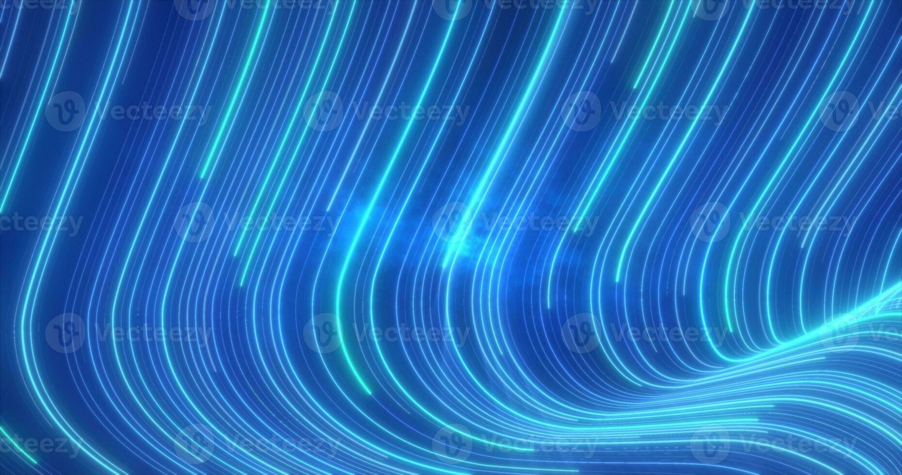 Abstract bright blue glowing flying waves from twisted lines energy magical background photo