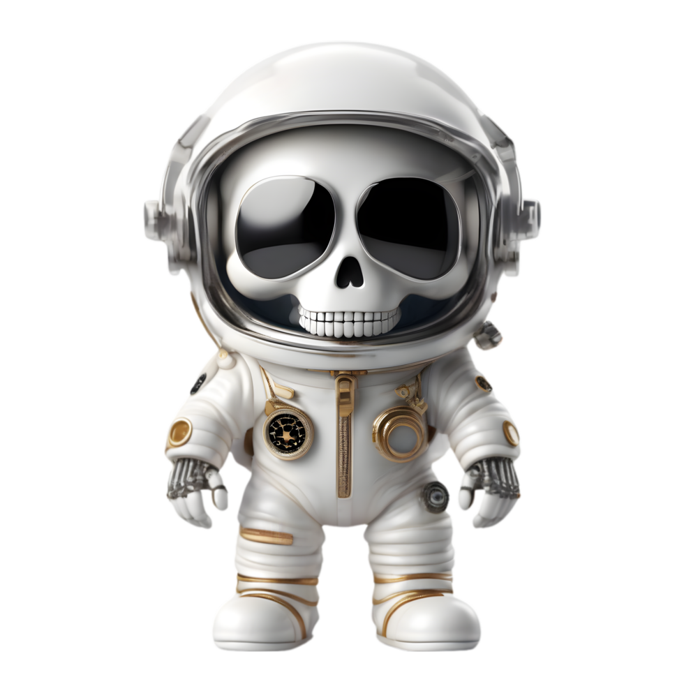 A skeleton in an astronaut suit. AI-Generated. png