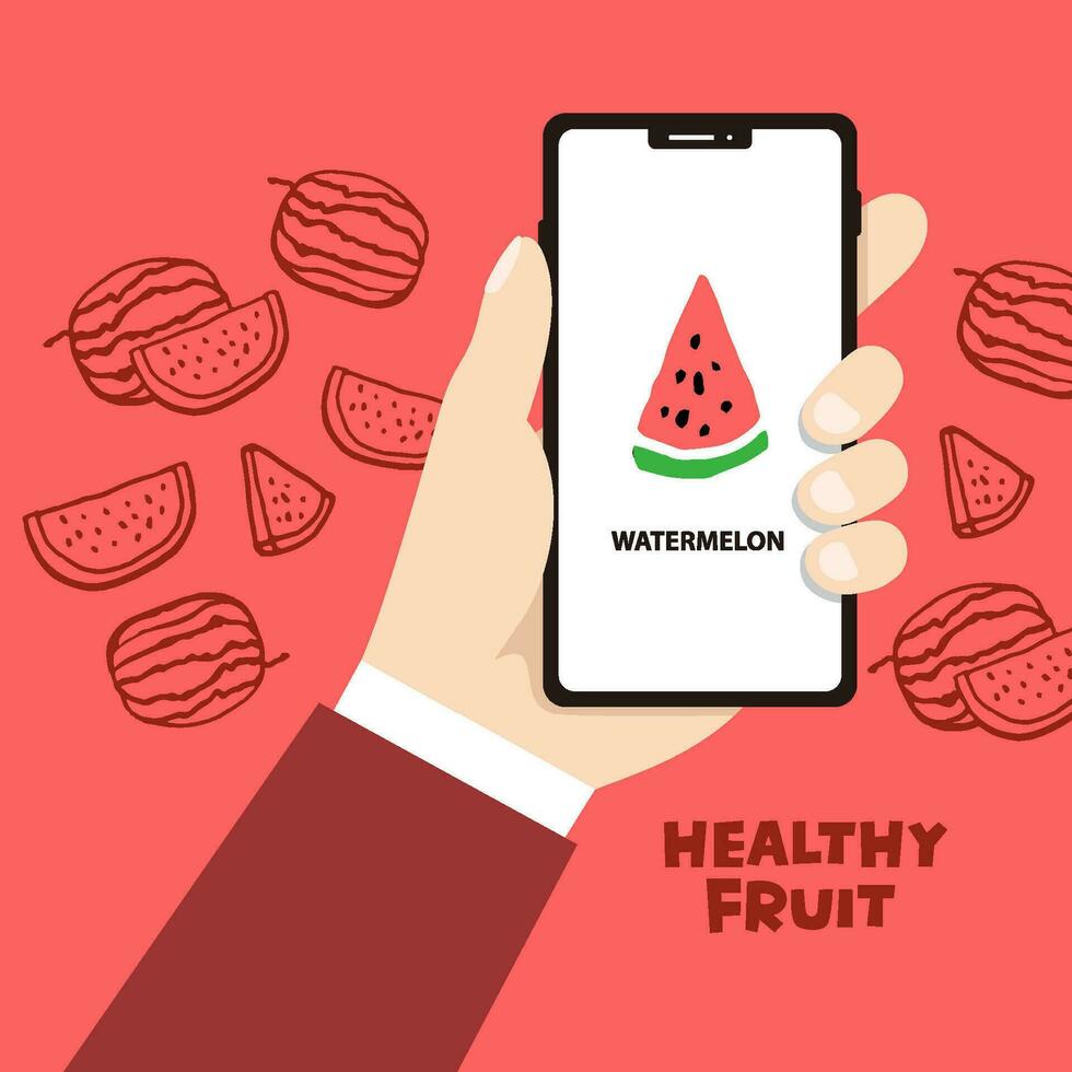 Healthy food concept. Arrangement of various banners in the form of watermelons for mobile phones. vector