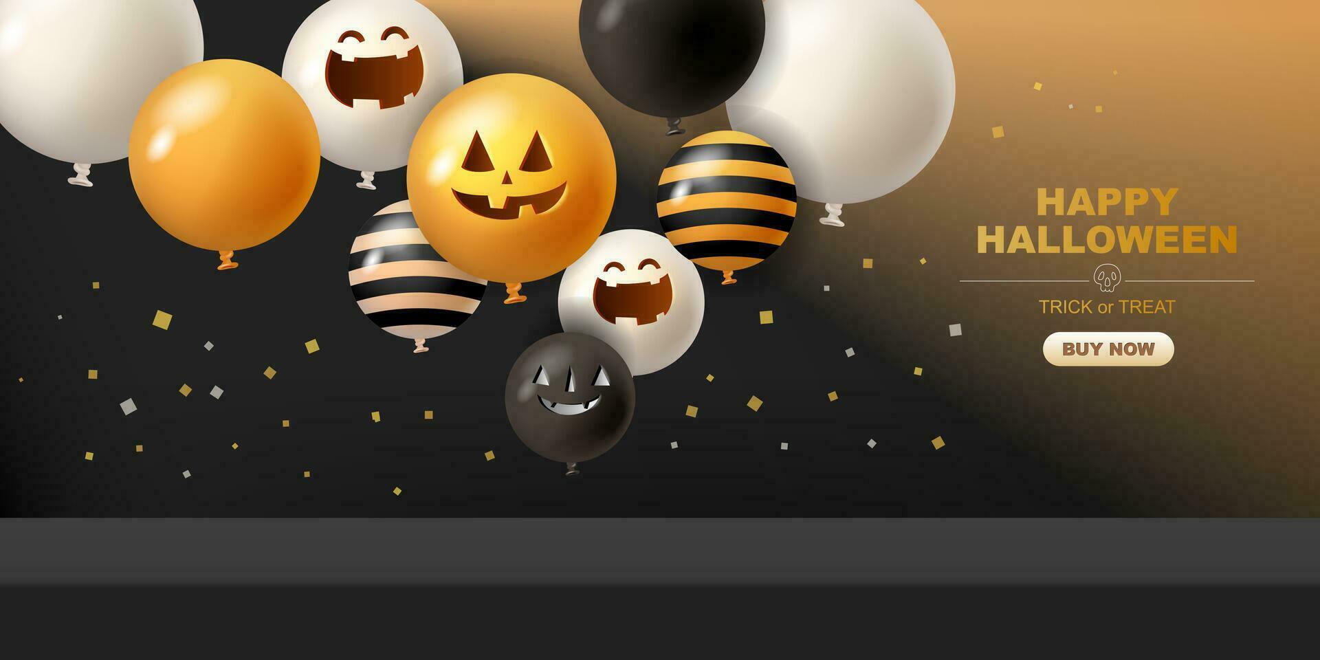 Happy Halloween 3d Vector. magic elements. Pumpkins, ghost. illustration in flat cartoon style. vector