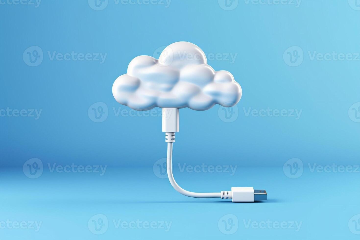 AI Generated Concept digital background connect cloud plug information blue business technology computing networking cable white data communication illustration internet photo
