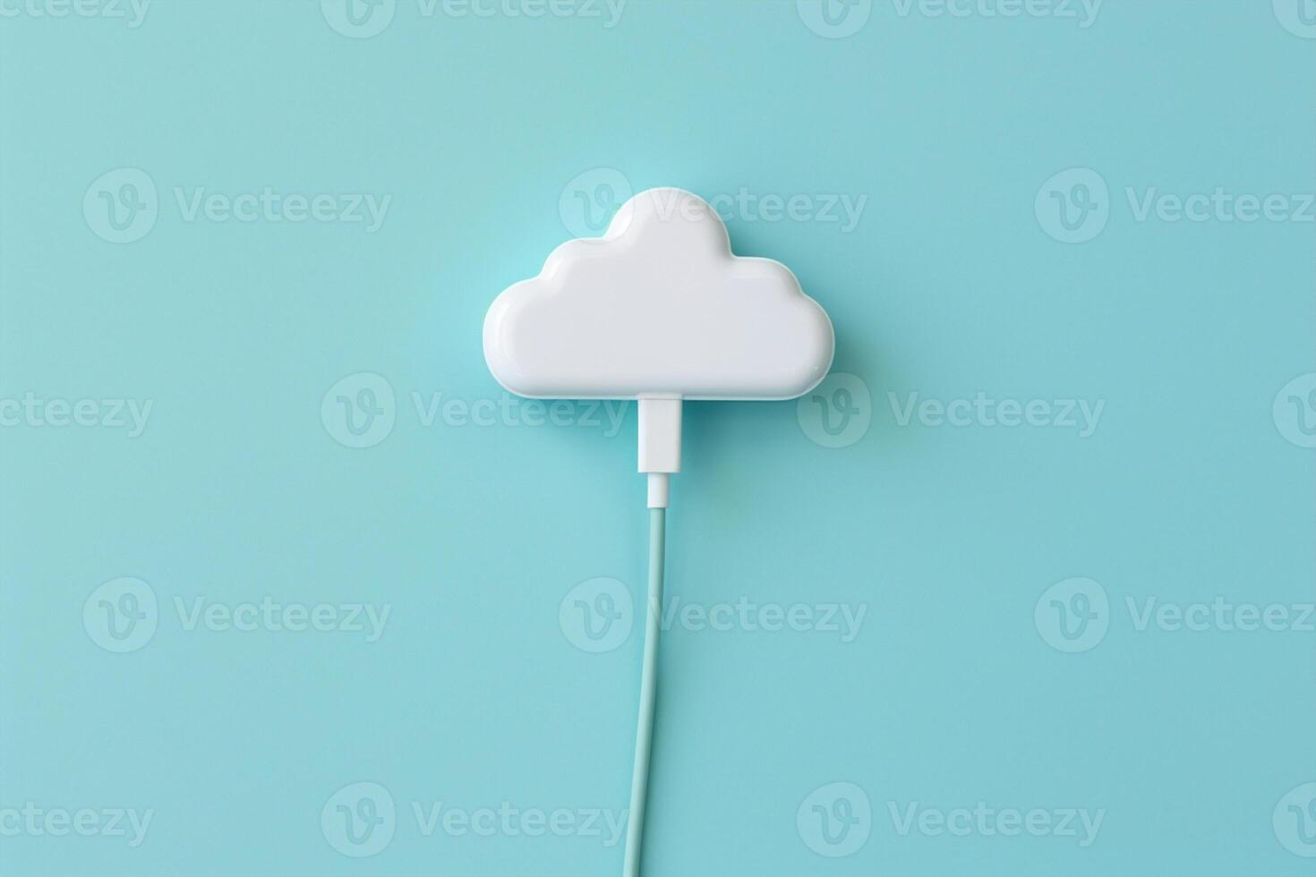 AI Generated Connect blue icon server technology white cloud business networking cable digital service internet background communication data illustration computing concept photo