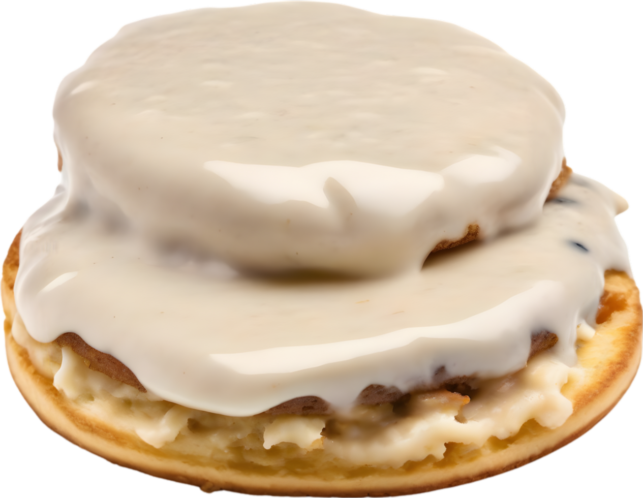 Image of Delicious-looking Biscuits and gravy. AI-Generated. png