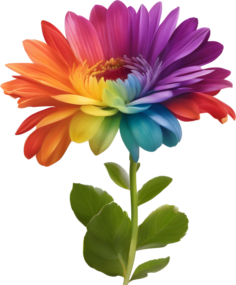 A painting of a rainbow flower. AI-Generated. png