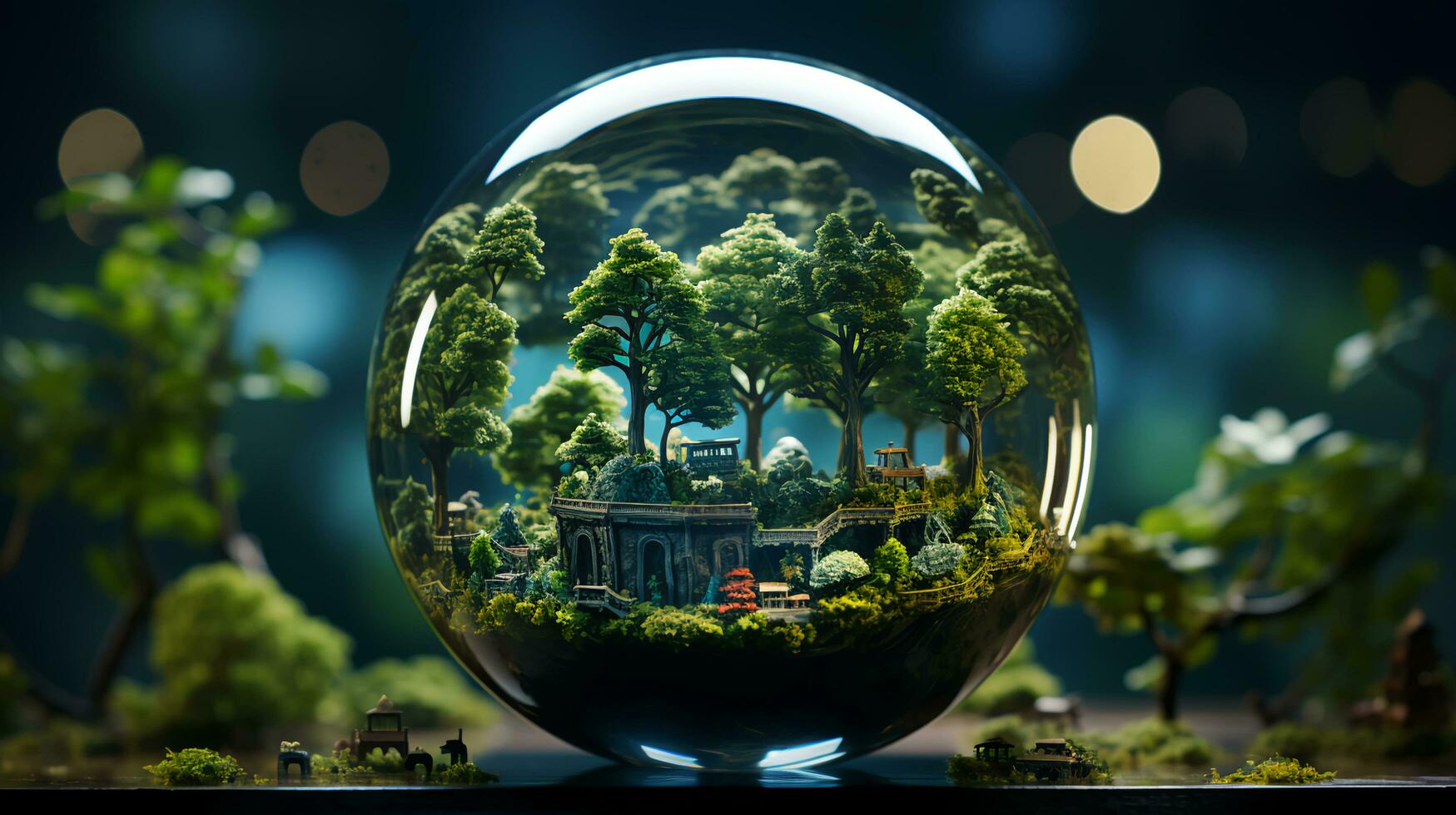 verde natural ambientalmente simpático madera en un vaso Hazme esfera. concepto verde energía ecologista y cuidado para el ambiente foto