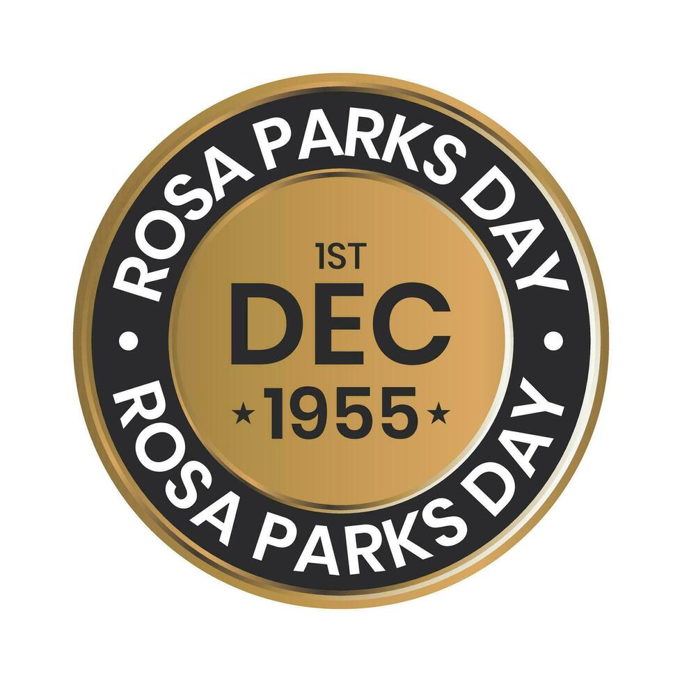rosa parques día Insignia diseño, americano observancia a honor civil derechos activista rosa parques, celebrar rosa parques día emblema, caucho estampilla, en diciembre 1, 1955 vector ilustración
