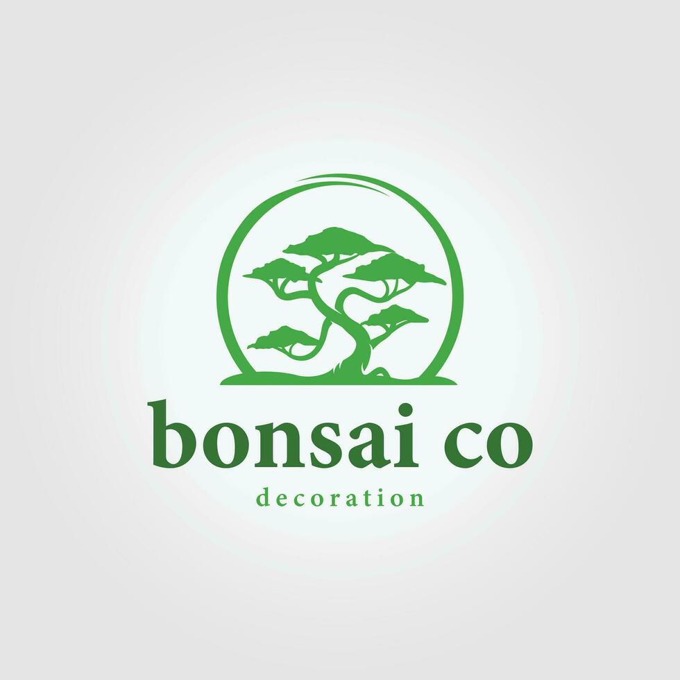 emblem of bonsai tree logo icon vector vintage, illustration design of natural bonsai tree for business branding