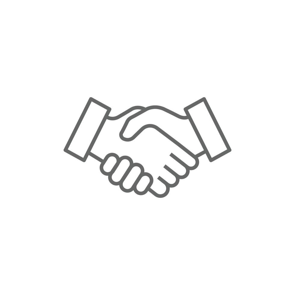 eps10 illustration of Business handshake line art icon. contract agreement flat vector outline symbol in grey color isolated on white background