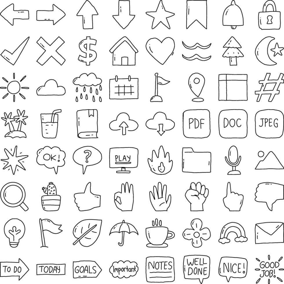 note icon set hand drawn vector