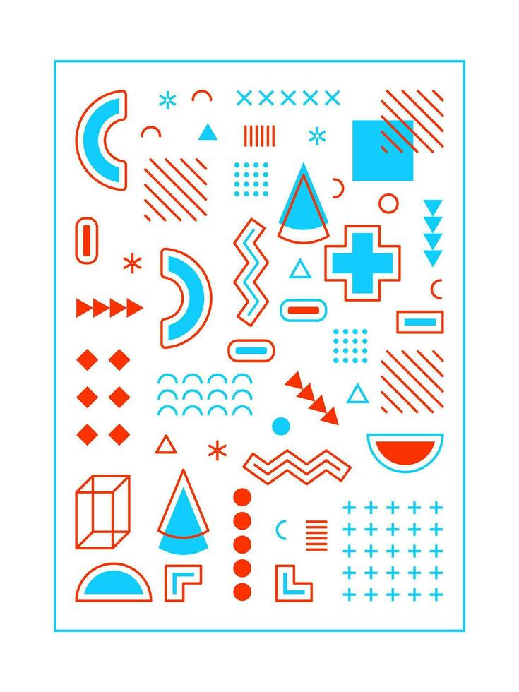 Set of abstract element, memphis design vector