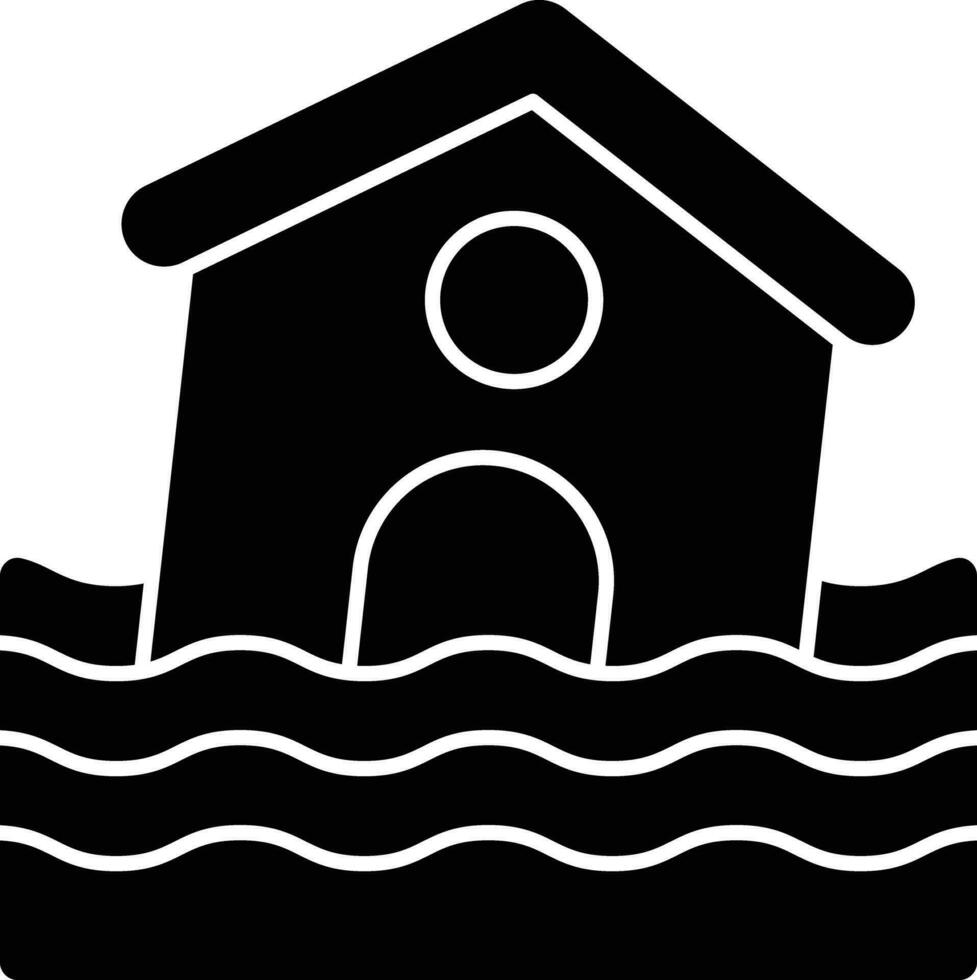 inundado casa glifo icono diseño estilo vector