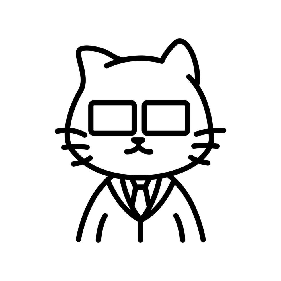 Cat doctor. Minimalist line art cat drawing. vector