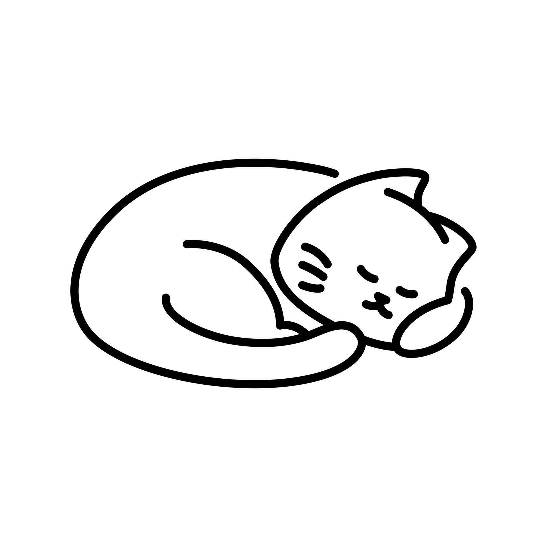 Sleeping cat. Minimalist line art cat drawing. 32323160 Vector Art at ...