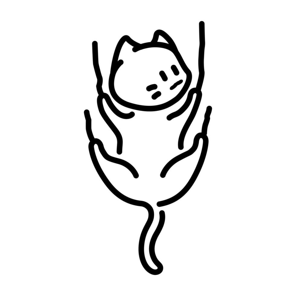 Cat scratched a wall. Minimalist line art cat drawing. vector