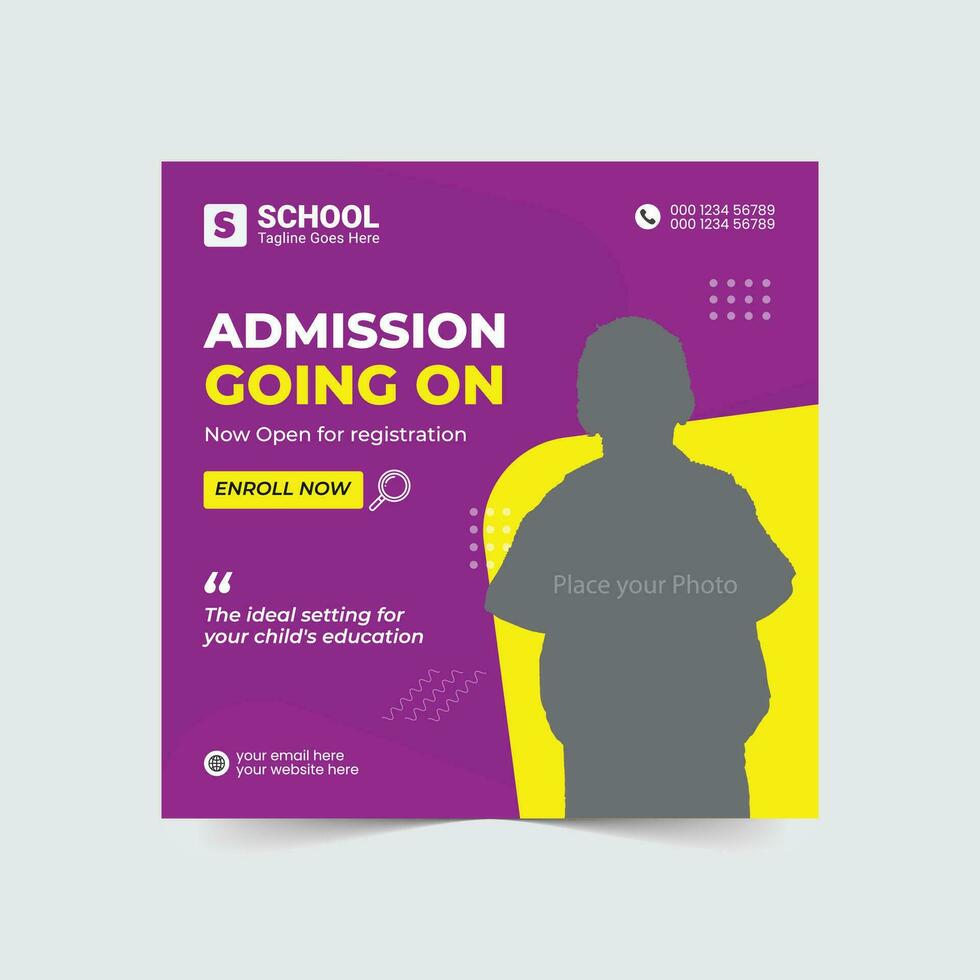 Admission going on, Admission Open, College Admission, School Admission Marketing Social Media Post template design vector