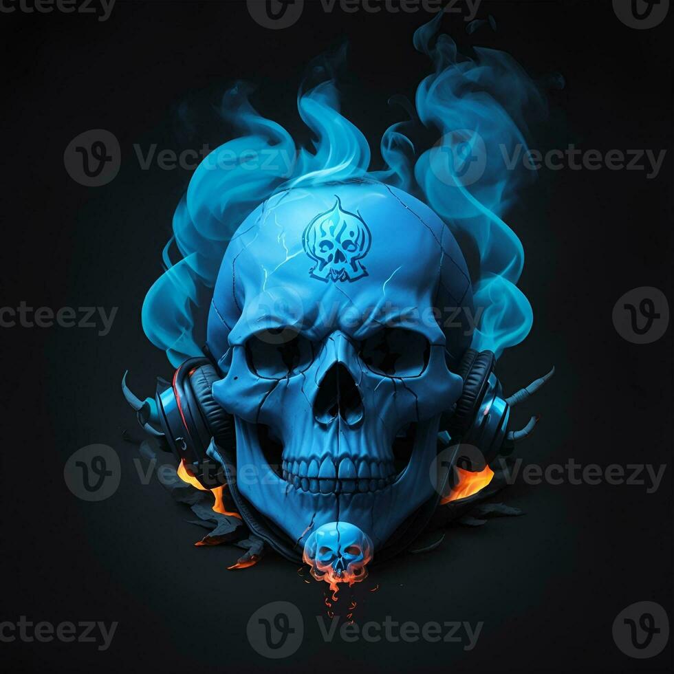 head skull fire mascot and esport gaming logo, AI generated photo