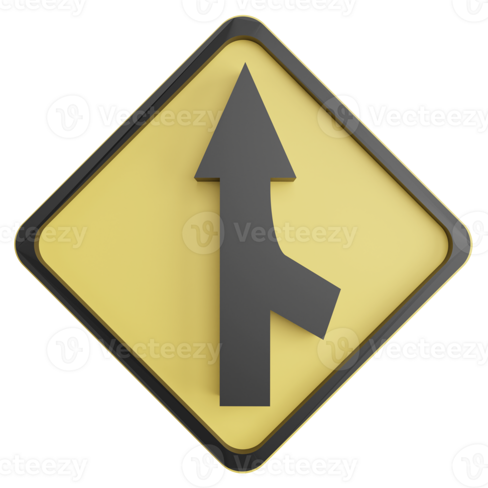 Merge sign clipart flat design icon isolated on transparent background, 3D render road sign and traffic sign concept png