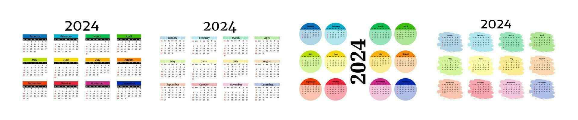 Calendar for 2024 isolated on a white background vector