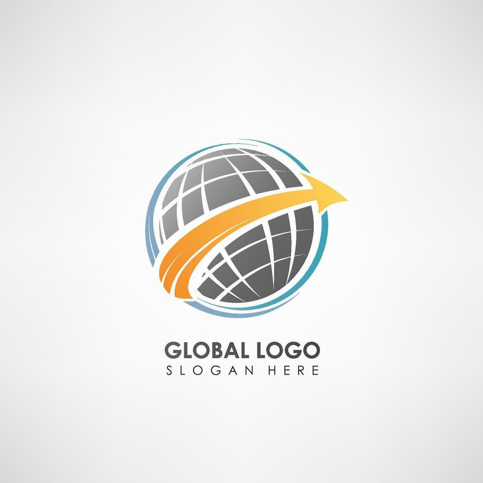 Global Concept Logo Template. Label Template For Company Symbol, Vector Illustration