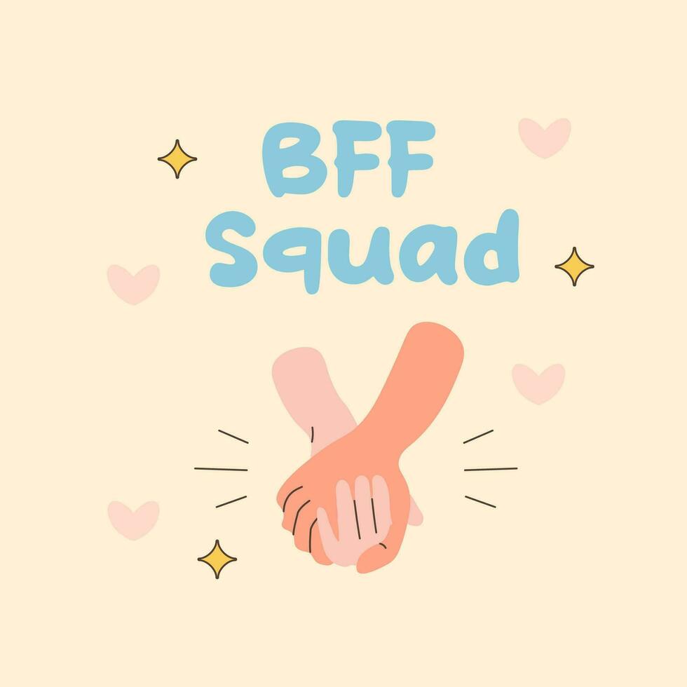 friends and friendship. hand holding hand, fist stickers, clipart. vector