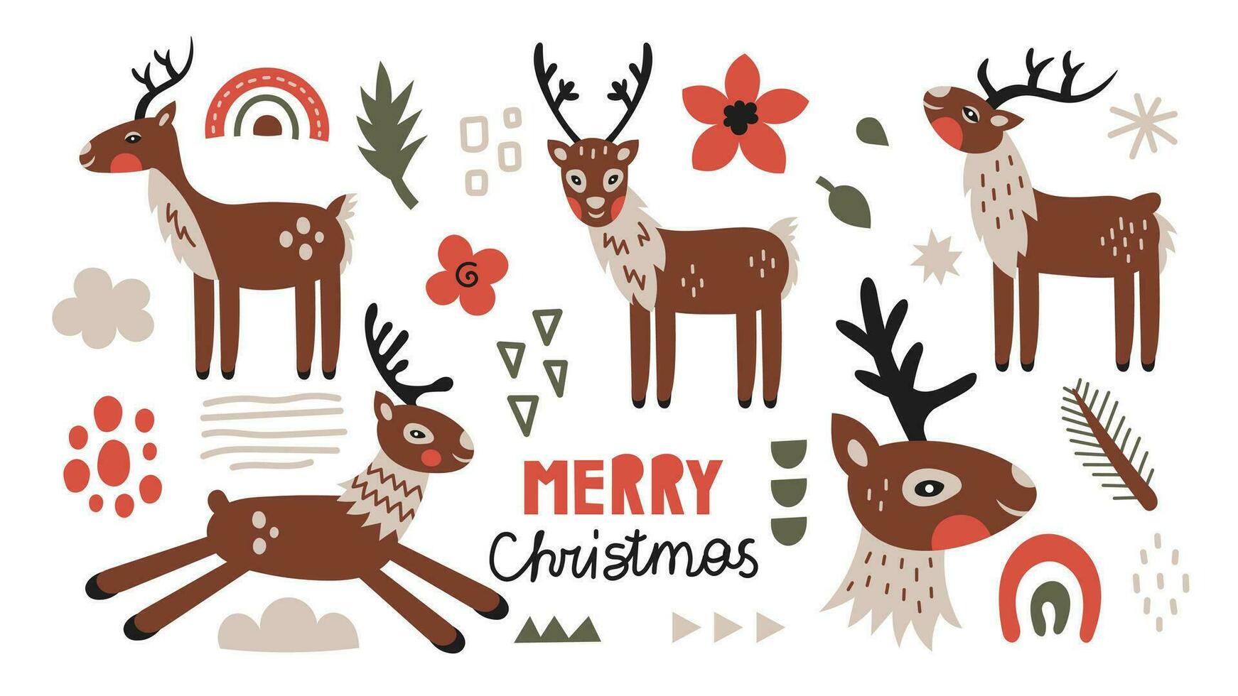 Christmas Reindeer vector set