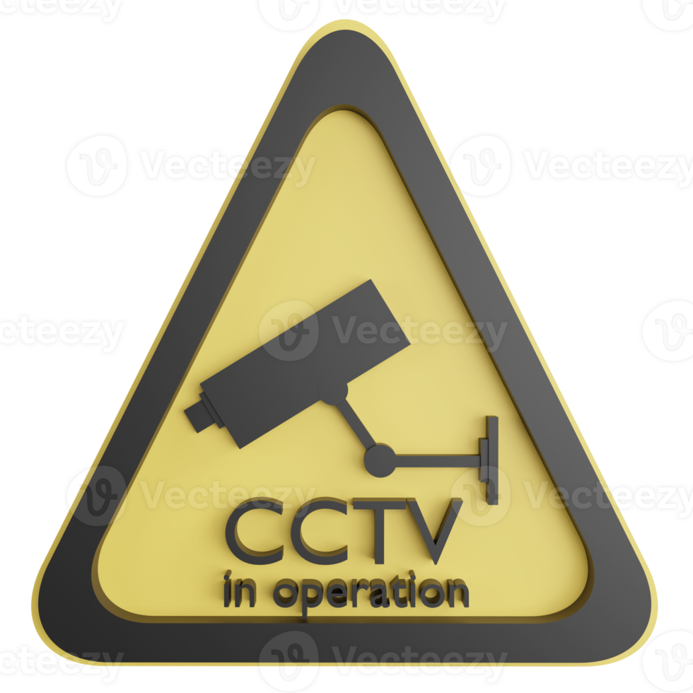Cctv in operation sign clipart flat design icon isolated on transparent background, 3D render road sign and traffic sign concept png