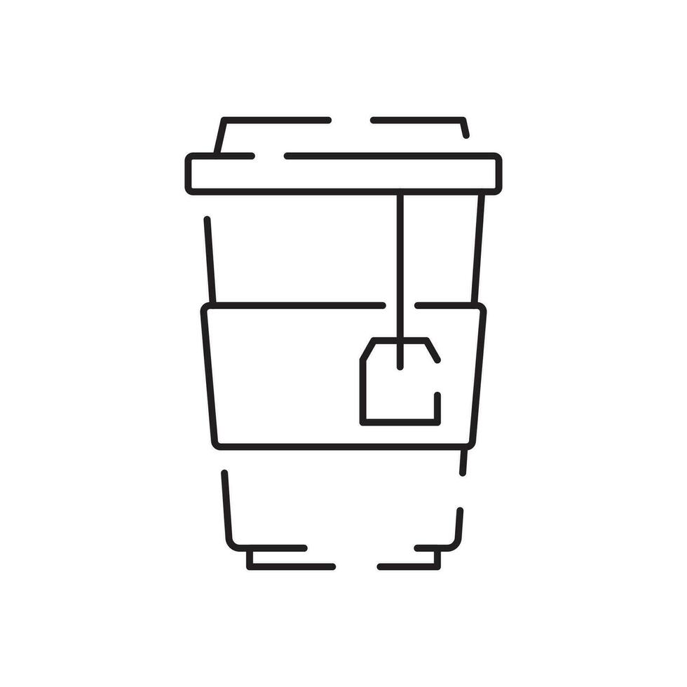 Vector graphic tea line icon and tea cup icon.