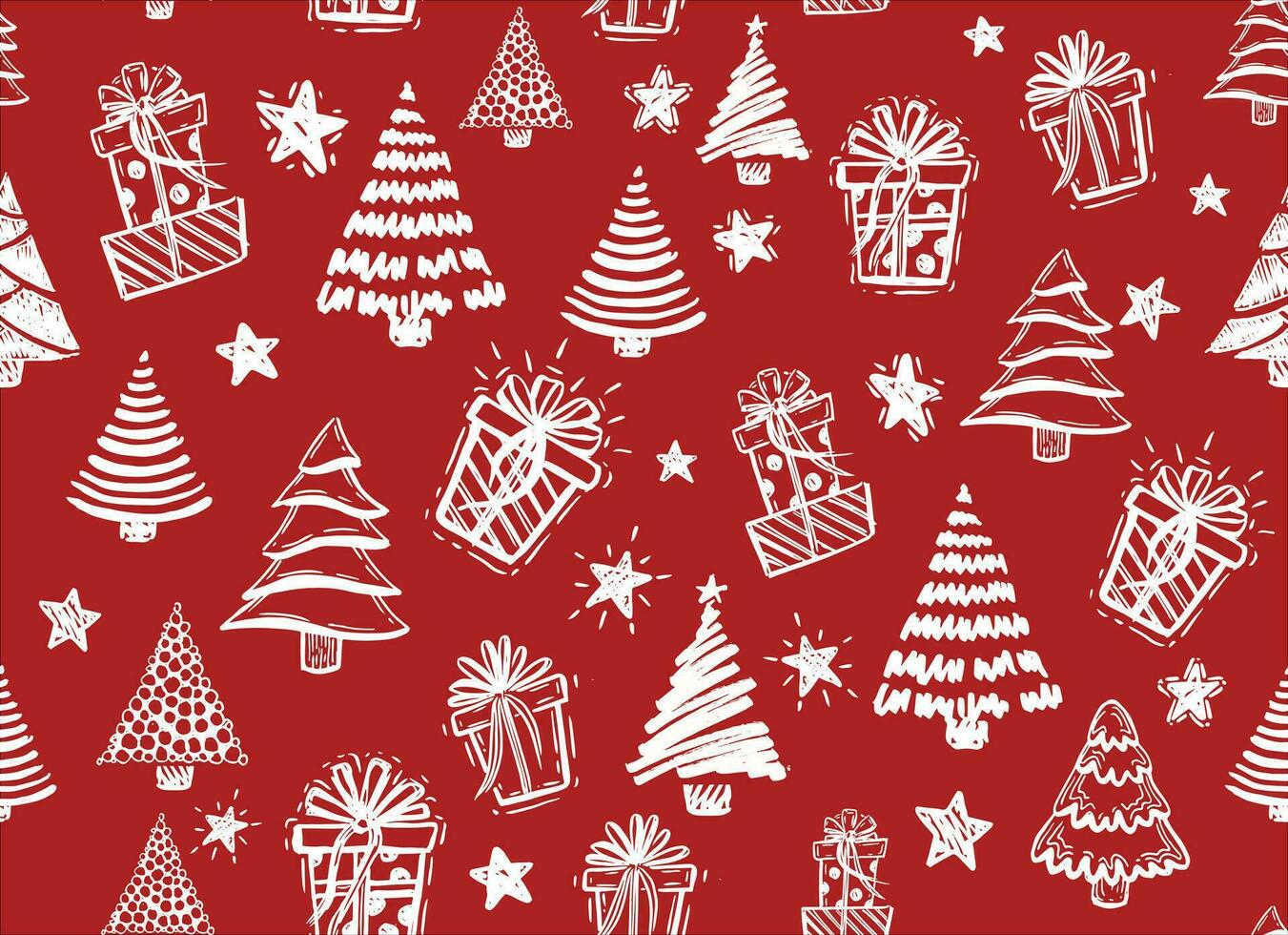 Christmas tree, New Year set, gift, hand drawn illustrations. Vector. vector