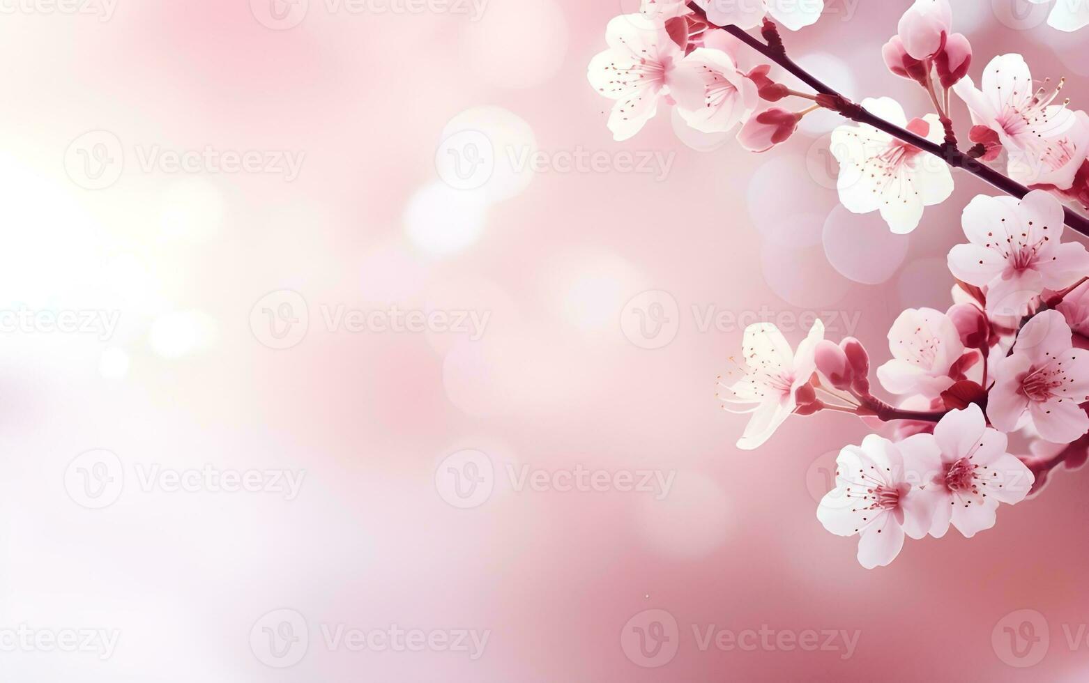 beautiful cherry blossom background with boken effect Generative AI photo
