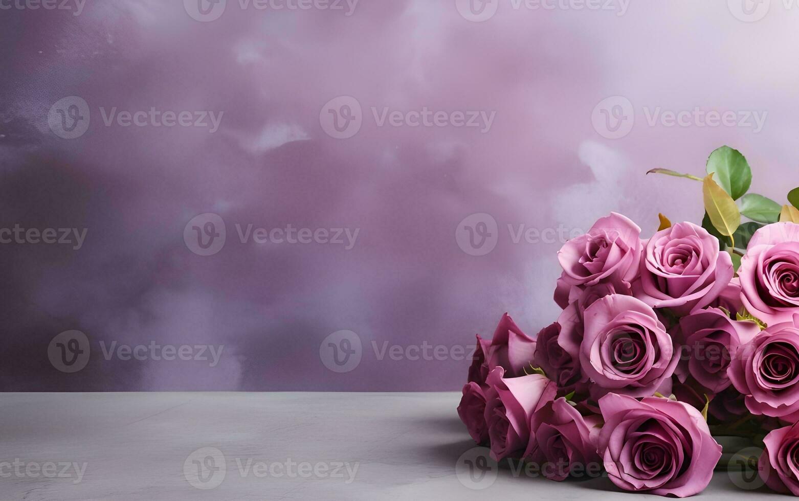 purple roses on a gray background Generative AI photo