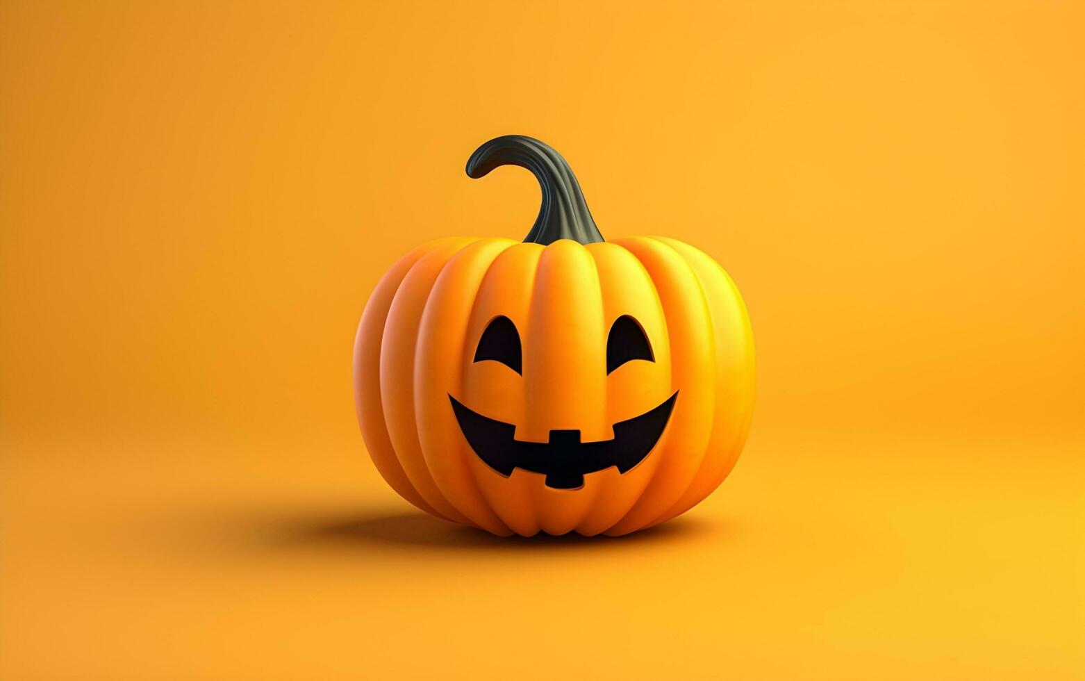 halloween pumpkin on orange background 3d render AI Generative photo