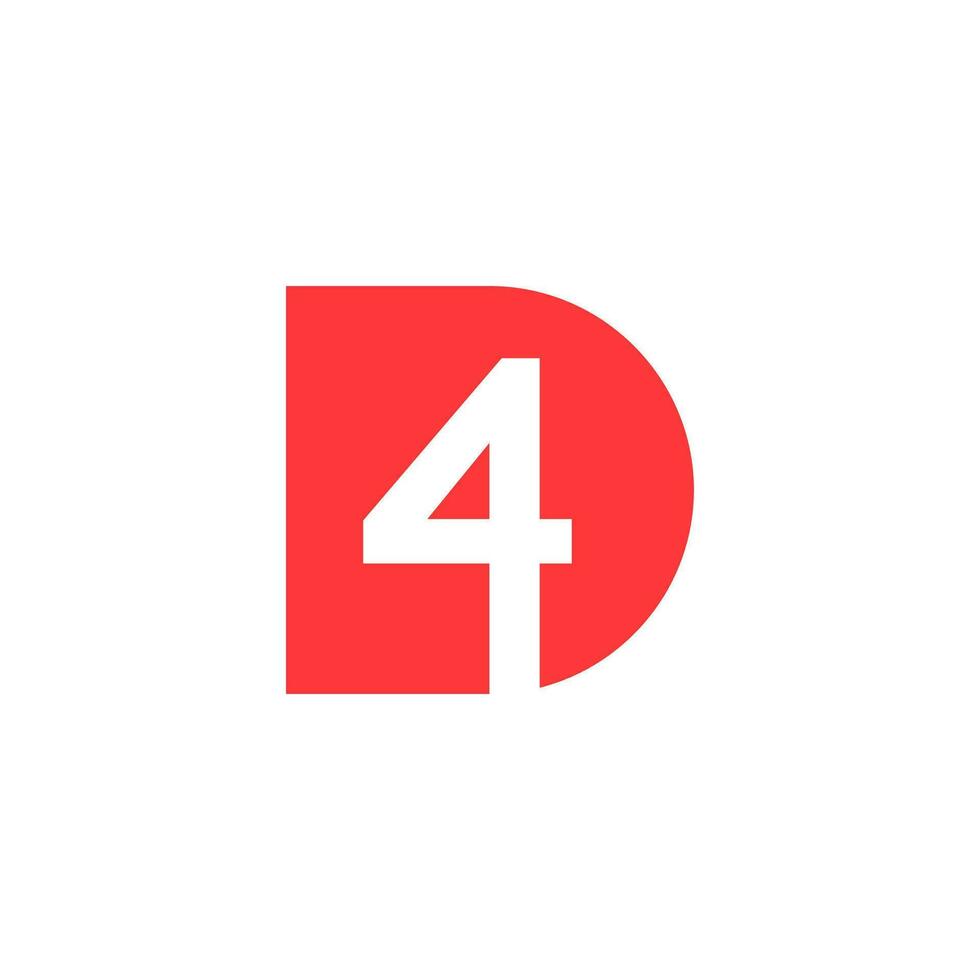 letter D with number 4 inside logo design vector