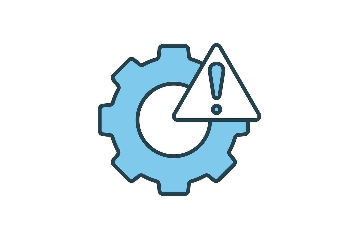 System error icon. gear with exclamation mark. icon related to warning, notification. suitable for web site, app, user interfaces, printable etc. Flat line icon style. Simple vector design editable